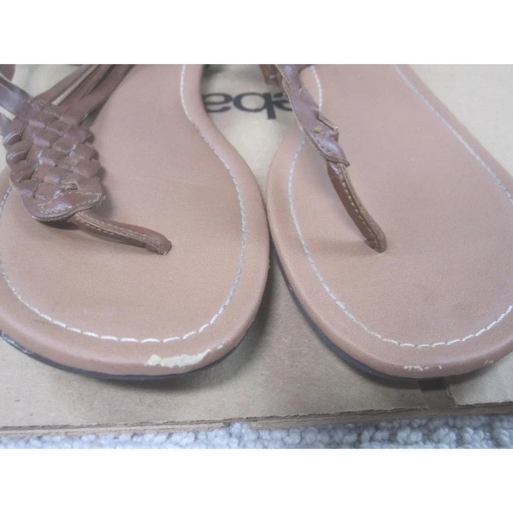 American Eagle Sandals Womens Size 10 Brown Braided Thong Slingback Strappy Flat